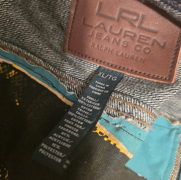 LRL LAUREN JEANS CO JACKET CUSTOM DESIGN WITH REAL COYOTE CUFFS ! sz XL/TG - Picture 8 of 8